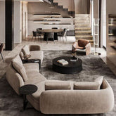 Trueliving Luxurious Dark Eight Seater Sofa linen Finish 0.87D x 3.95W x 0.87H Meters